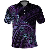 Teal Purple Polynesia Plumeria Tattoo Polo Shirt