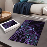 Teal Purple Polynesia Plumeria Tattoo Puzzle