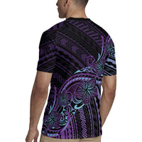Teal Purple Polynesia Plumeria Tattoo Rugby Jersey