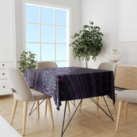 Teal Purple Polynesia Plumeria Tattoo Tablecloth