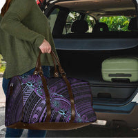 Teal Purple Polynesia Plumeria Tattoo Travel Bag
