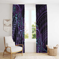 Teal Purple Polynesia Plumeria Tattoo Window Curtain