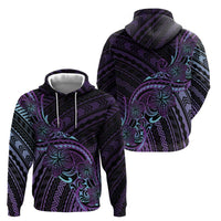 Teal Purple Polynesia Plumeria Tattoo Zip Hoodie