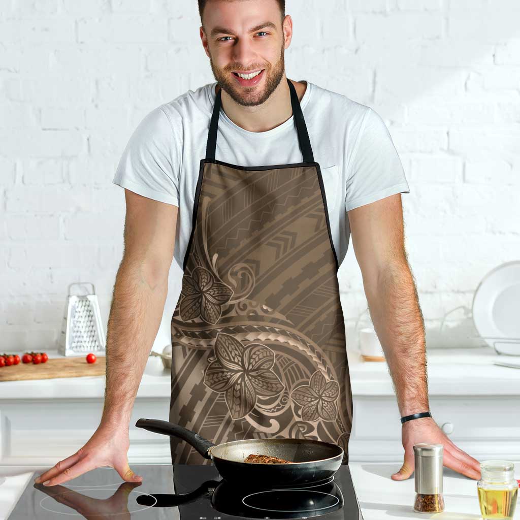 Brown Polynesia Plumeria Tattoo Apron