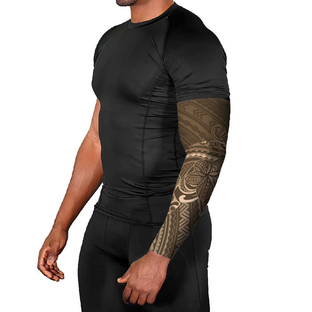 Brown Polynesia Plumeria Tattoo Arm Sleeves