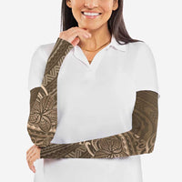 Brown Polynesia Plumeria Tattoo Arm Sleeves