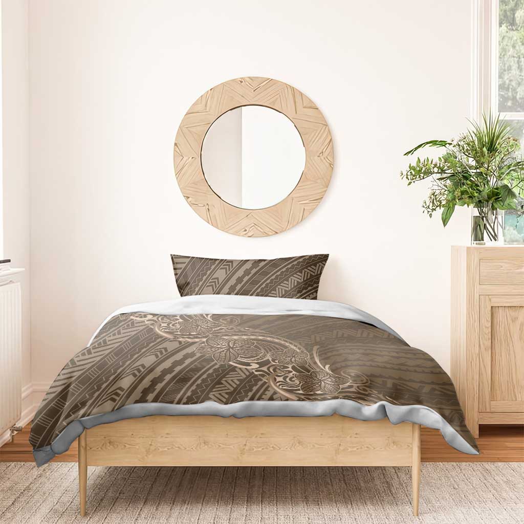 Brown Polynesia Plumeria Tattoo Bedding Set