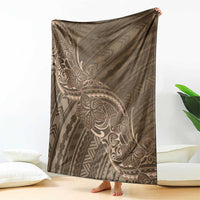 Brown Polynesia Plumeria Tattoo Blanket