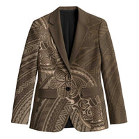 Brown Polynesia Plumeria Tattoo Blazer