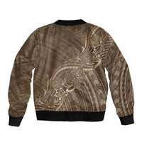 Brown Polynesia Plumeria Tattoo Bomber Jacket
