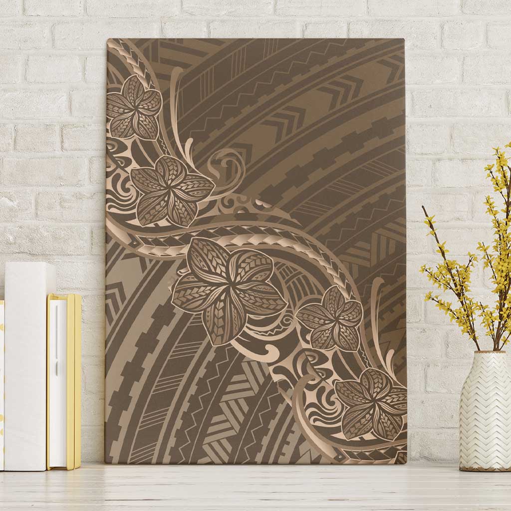Brown Polynesia Plumeria Tattoo Canvas Wall Art
