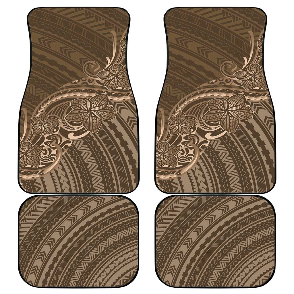 Brown Polynesia Plumeria Tattoo Car Mats