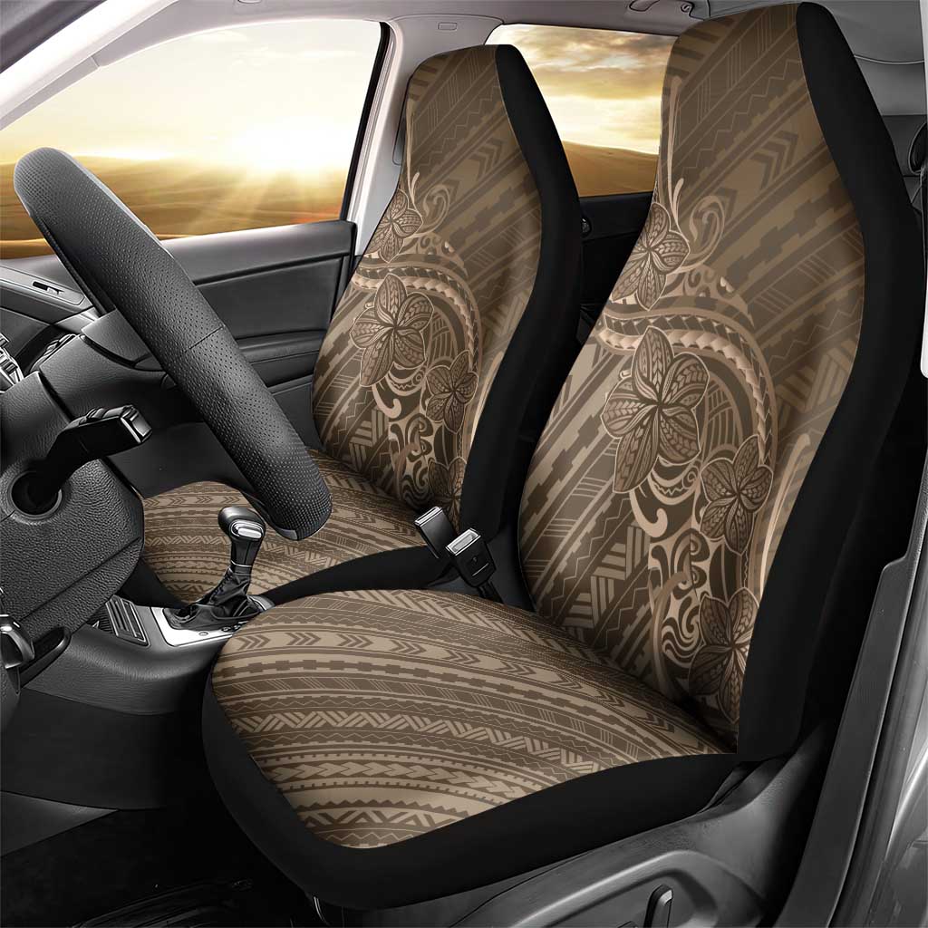 Brown Polynesia Plumeria Tattoo Car Seat Cover
