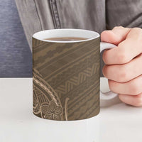 Brown Polynesia Plumeria Tattoo Ceramic Mug