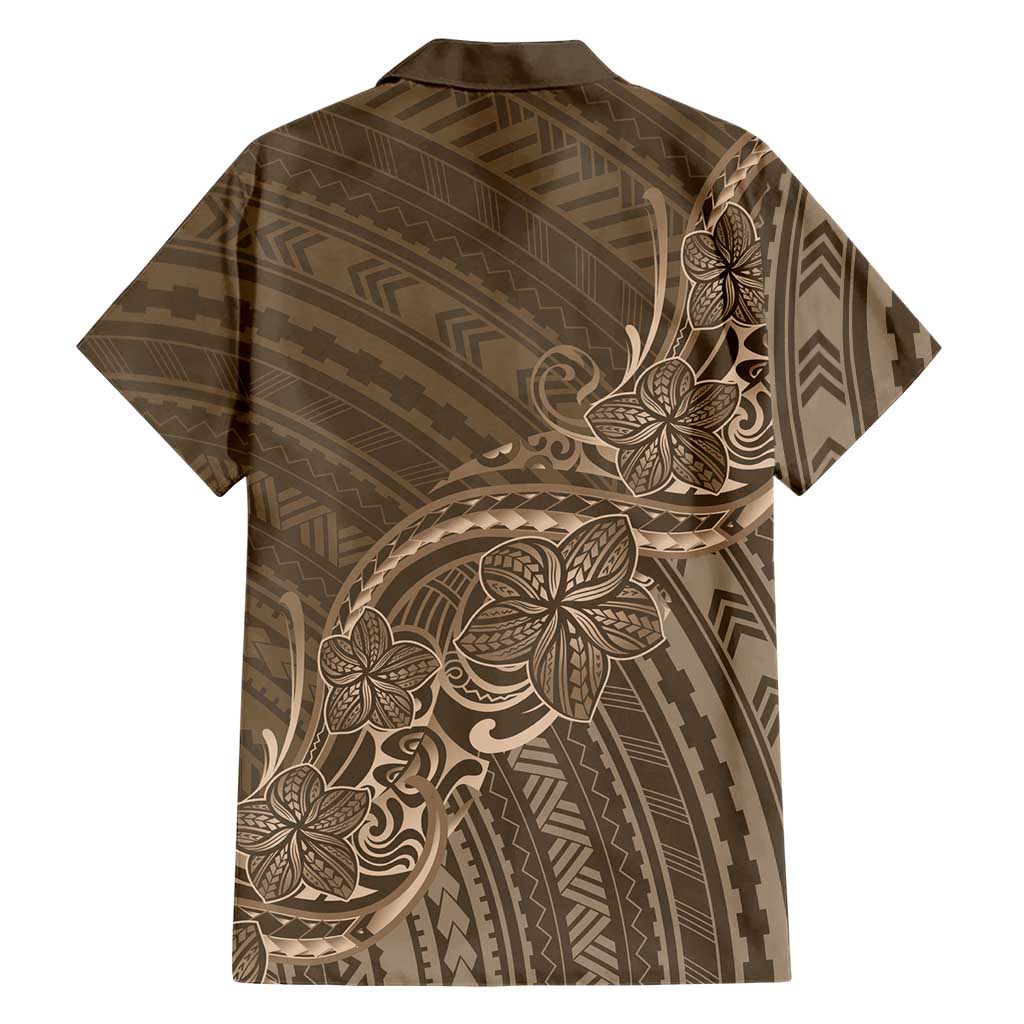 Brown Polynesia Plumeria Tattoo Family Matching Long Sleeve Bodycon Dress and Hawaiian Shirt LT14 - Polynesian Pride