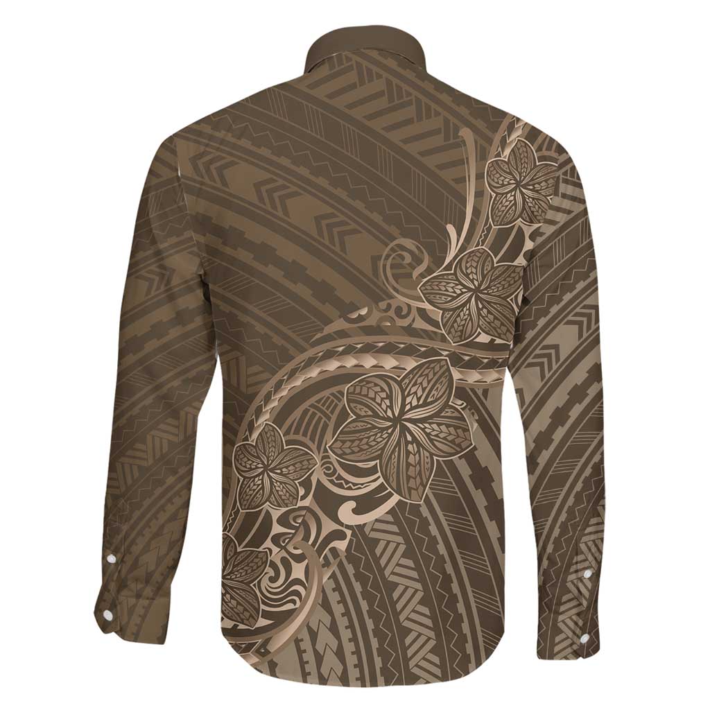 Brown Polynesia Plumeria Tattoo Family Matching Mermaid Dress and Hawaiian Shirt
