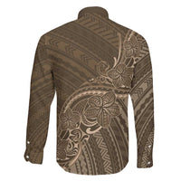 Brown Polynesia Plumeria Tattoo Family Matching Short Sleeve Bodycon Dress and Hawaiian Shirt LT14 - Polynesian Pride