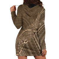 Brown Polynesia Plumeria Tattoo Hoodie Dress