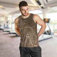 Brown Polynesia Plumeria Tattoo Men Tank Top