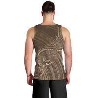 Brown Polynesia Plumeria Tattoo Men Tank Top