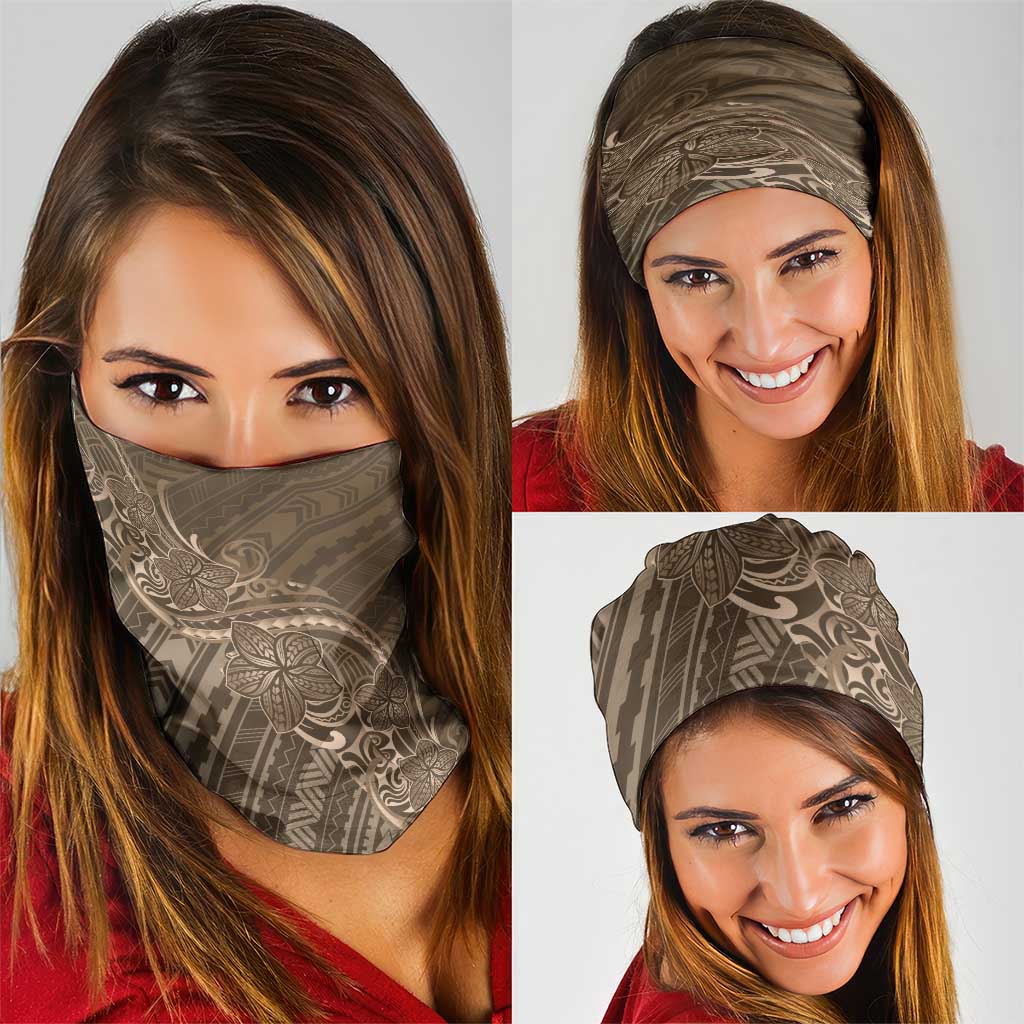 Brown Polynesia Plumeria Tattoo Neck Gaiter