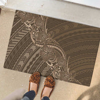 Brown Polynesia Plumeria Tattoo Rubber Doormat