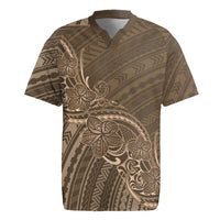 Brown Polynesia Plumeria Tattoo Rugby Jersey