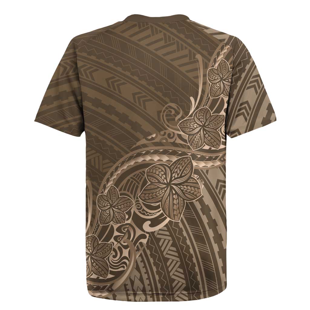 Brown Polynesia Plumeria Tattoo Rugby Jersey