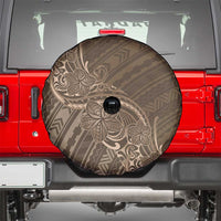 Brown Polynesia Plumeria Tattoo Spare Tire Cover