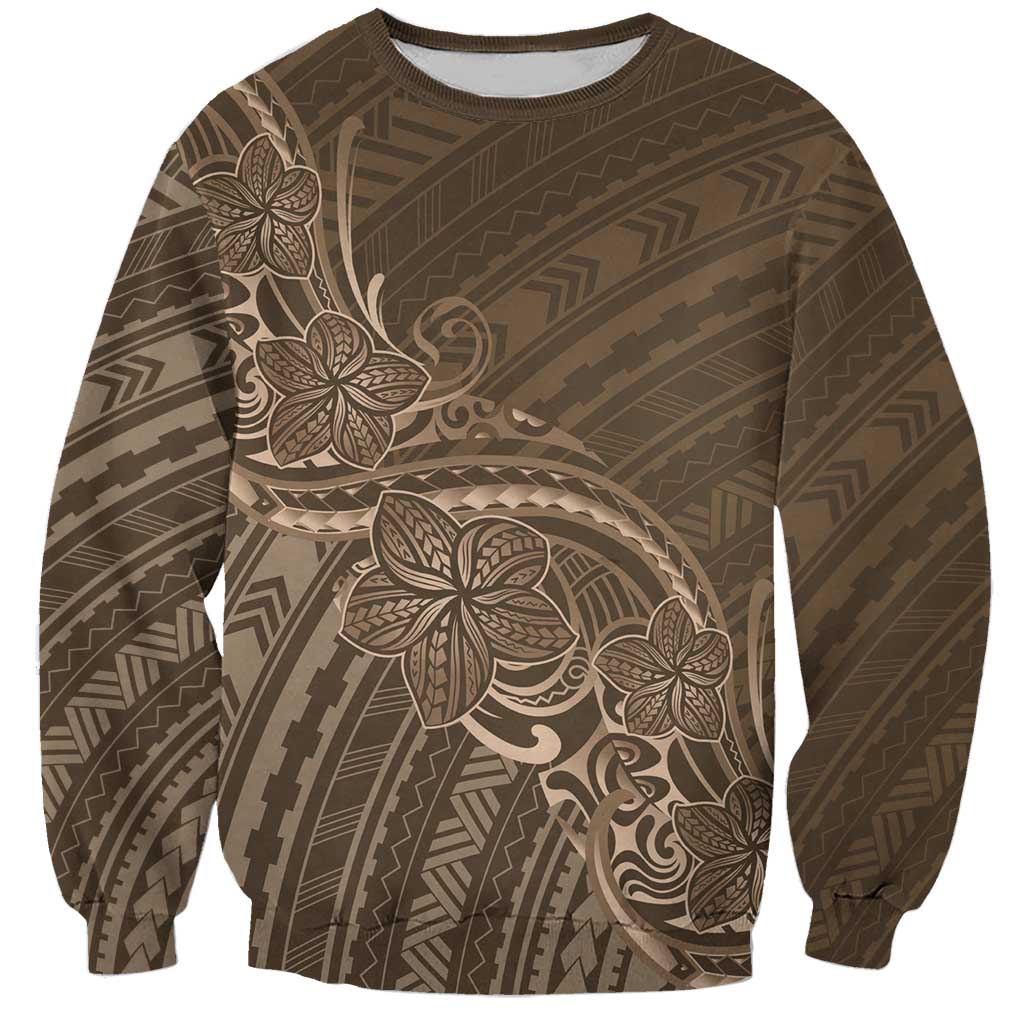 Brown Polynesia Plumeria Tattoo Sweatshirt