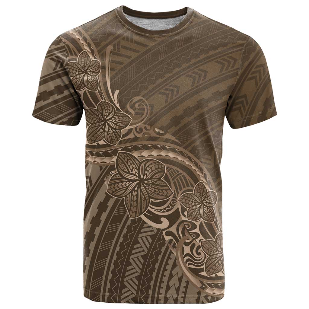 Brown Polynesia Plumeria Tattoo T Shirt