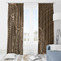 Brown Polynesia Plumeria Tattoo Window Curtain