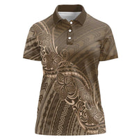 Brown Polynesia Plumeria Tattoo Women Polo Shirt
