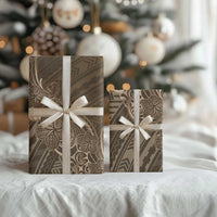 Brown Polynesia Plumeria Tattoo Wrapping Paper