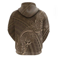 Brown Polynesia Plumeria Tattoo Zip Hoodie
