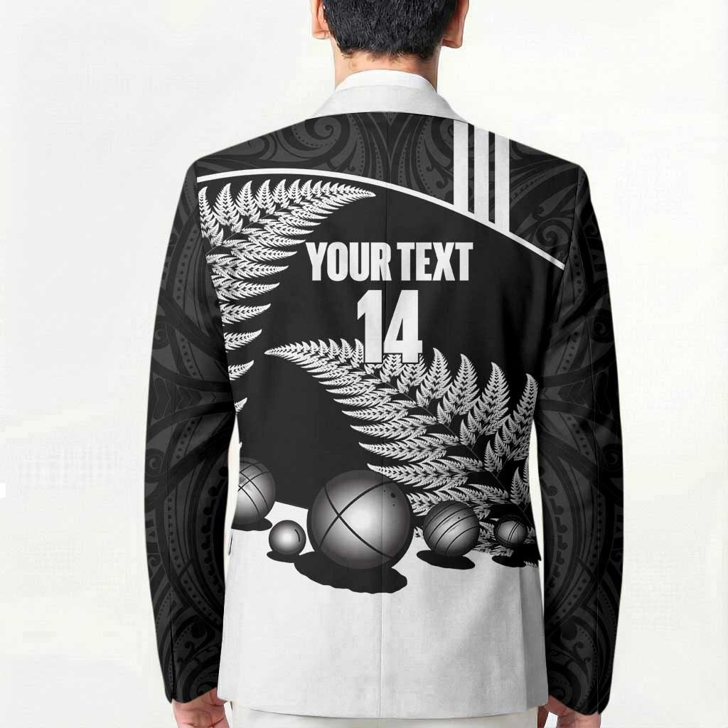 Custom New Zealand Silver Fern Petanque Blazer Aotearoa Maori Pattern