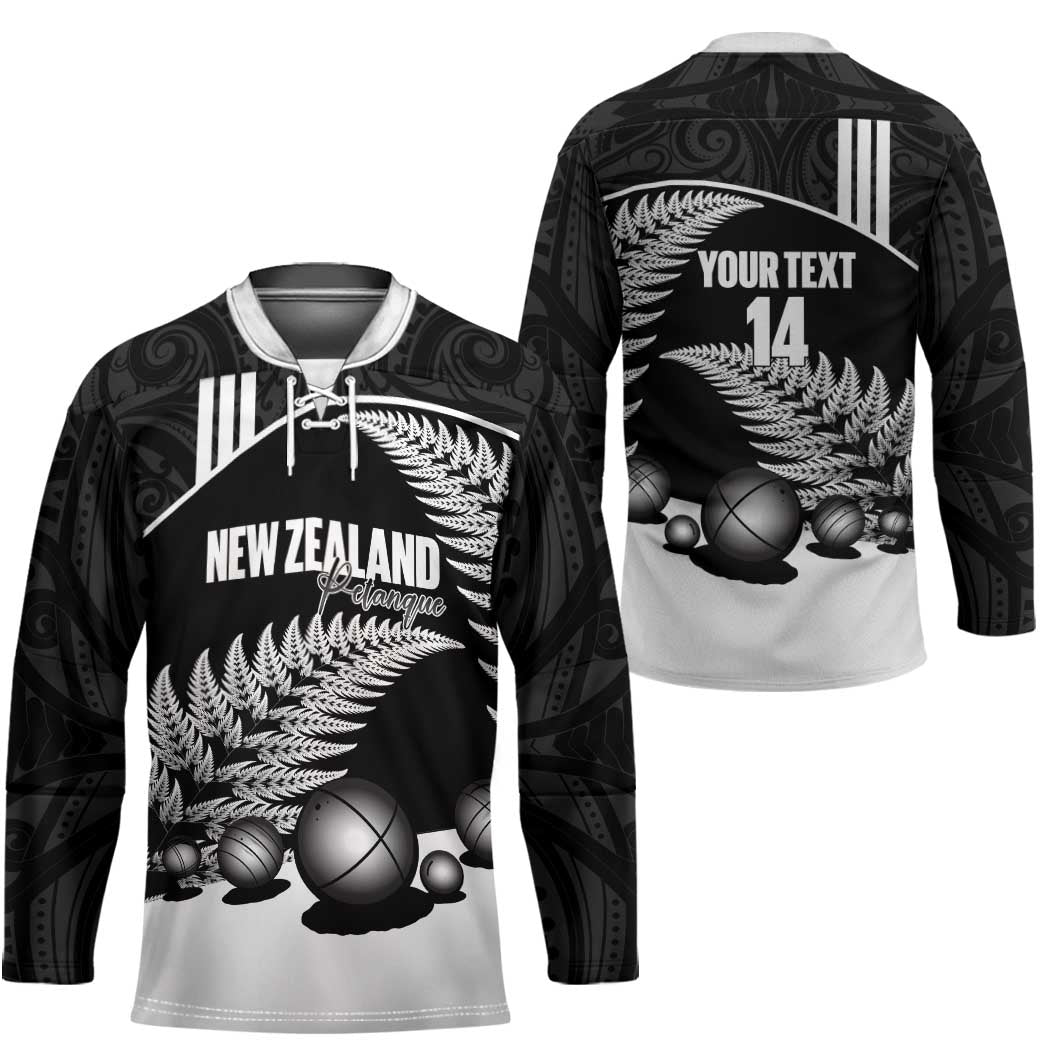 Custom New Zealand Silver Fern Petanque Hockey Jersey Aotearoa Maori Pattern