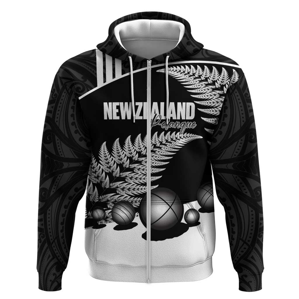 Custom New Zealand Silver Fern Petanque Hoodie Aotearoa Maori Pattern