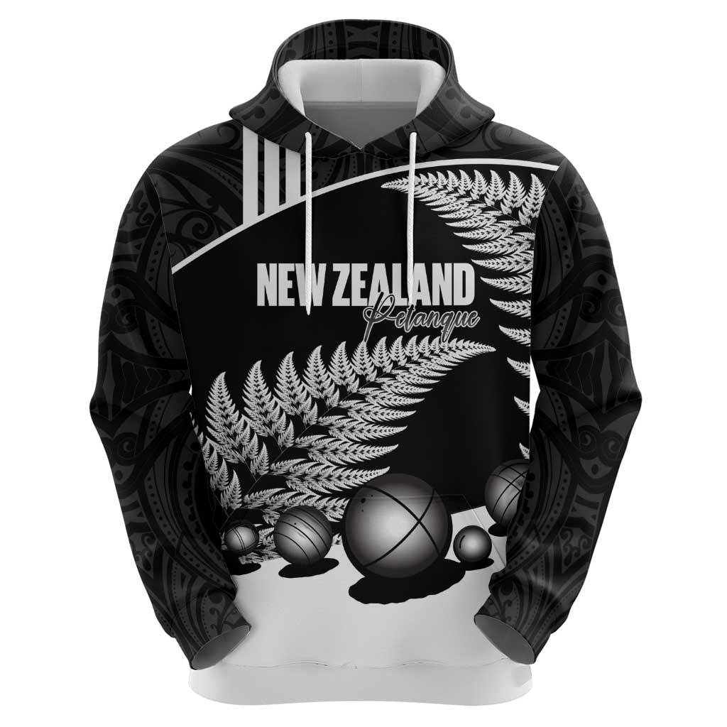 Custom New Zealand Silver Fern Petanque Hoodie Aotearoa Maori Pattern