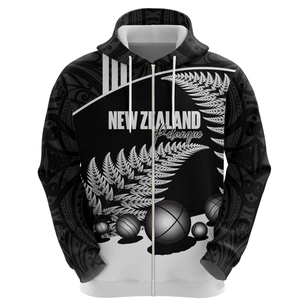 Custom New Zealand Silver Fern Petanque Hoodie Aotearoa Maori Pattern