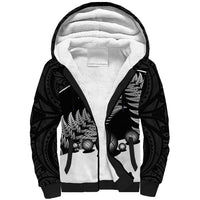 Custom New Zealand Silver Fern Petanque Sherpa Hoodie Aotearoa Maori Pattern
