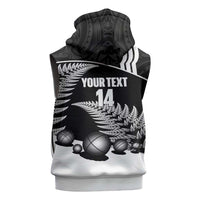 Custom New Zealand Silver Fern Petanque Sleeveless Hoodie Aotearoa Maori Pattern