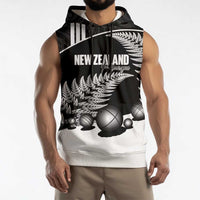 Custom New Zealand Silver Fern Petanque Sleeveless Hoodie Aotearoa Maori Pattern