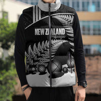 Custom New Zealand Silver Fern Petanque Sleeveless Puffer Jacket Aotearoa Maori Pattern