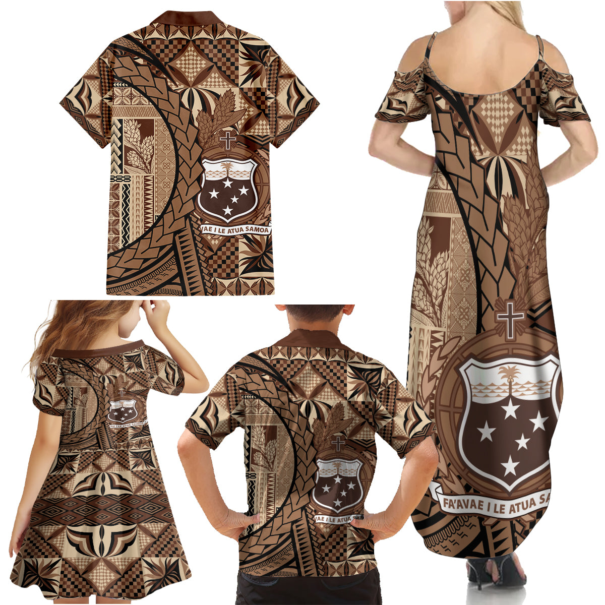 Samoa Siapo Family Matching Summer Maxi Dress and Hawaiian Shirt Happy Independence Day Vintage Vibes