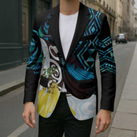 New Zealand Silver Fern Tui Bird Blazer Maori Kowhai Paua Shell Taniko Motifs - Polynesian Pride