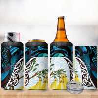 New Zealand Silver Fern Tui Bird 4 in 1 Can Cooler Tumbler Maori Kowhai Paua Shell Taniko Motifs LT14 - Polynesian Pride