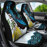 New Zealand Silver Fern Tui Bird Car Seat Cover Maori Kowhai Paua Shell Taniko Motifs