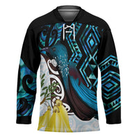 New Zealand Silver Fern Tui Bird Hockey Jersey Maori Kowhai Paua Shell Taniko Motifs - Polynesian Pride