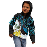 New Zealand Silver Fern Tui Bird Kid Hoodie Maori Kowhai Paua Shell Taniko Motifs LT14 - Polynesian Pride